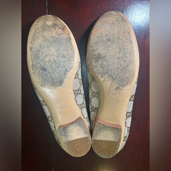 GUCCI SHOES 100% AUTHENTIC GUCCI MONOGRAM GG CANVAS BALLET FLATS - Picture 3 of 7